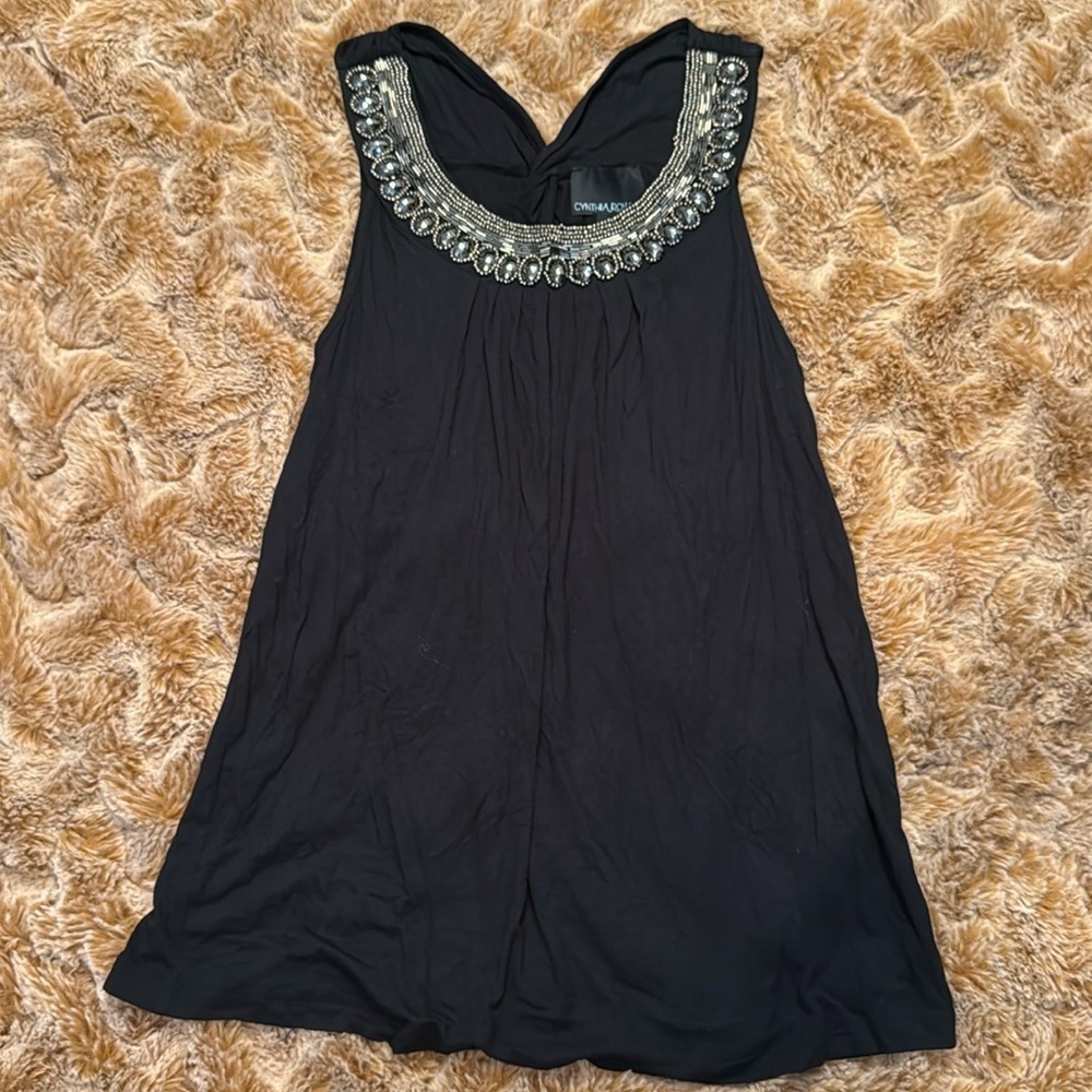Cynthia Rowley Embellished Black Sleeveless Top size M